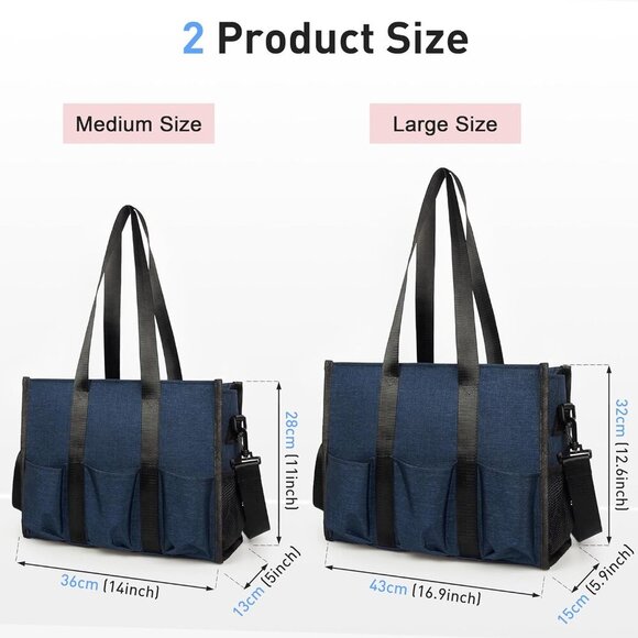 Large Nylon Tote Bag with Compartments Adjustable Strap Water Resistant - Picture 3 of 7